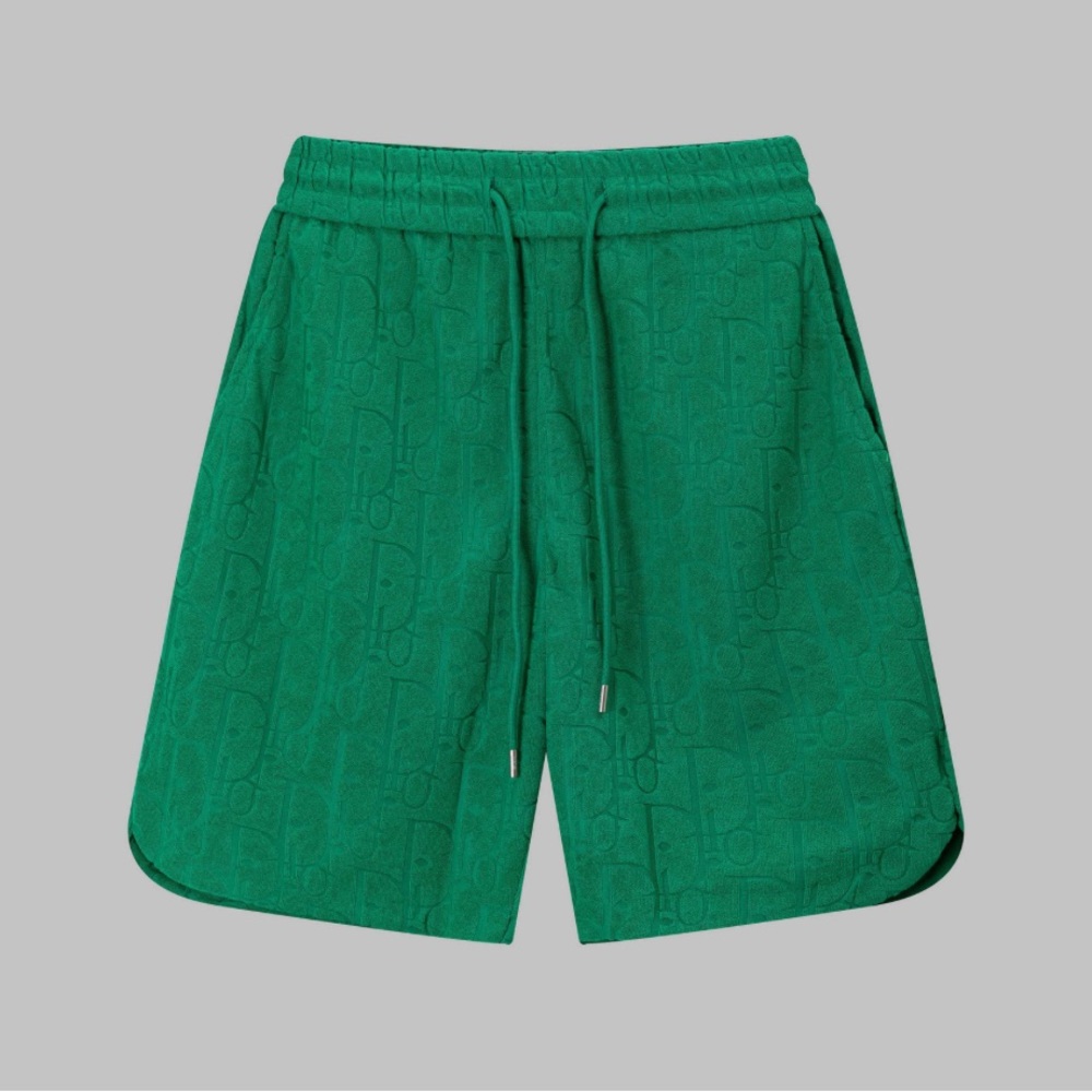 Dior Green Embossed Drawstring Athletic Shorts read description